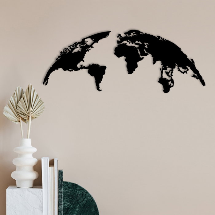 Wallity World Map Small Metal Decor Negro